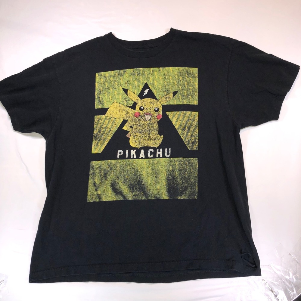 Pokemon Pikachu Graphic T-Shirt We Love Fine Black XXL Distressed Print Tee